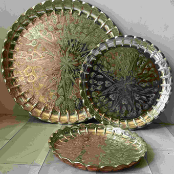 سینی مسی یزدی داخل سفید سایز 1