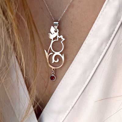 گردنبند نقره طرح انار
