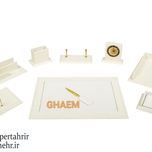 سرویس رومیزی چرمی 8 پارچه قائم کد 509 رنگبندی (قهوه ای-مشکی-سفید )