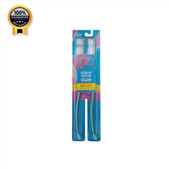 مسواک اورال بی Oral-b اورجینال مدل Super thin برس خیلی نرم Extra soft بسته دو عددی سبز و آبی