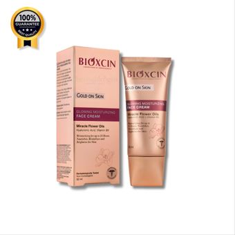 کرم صورت مرطوب کننده بیوکسین Bioxcin اورجینال لومی گلوشن Gold on skin حجم 50 میل