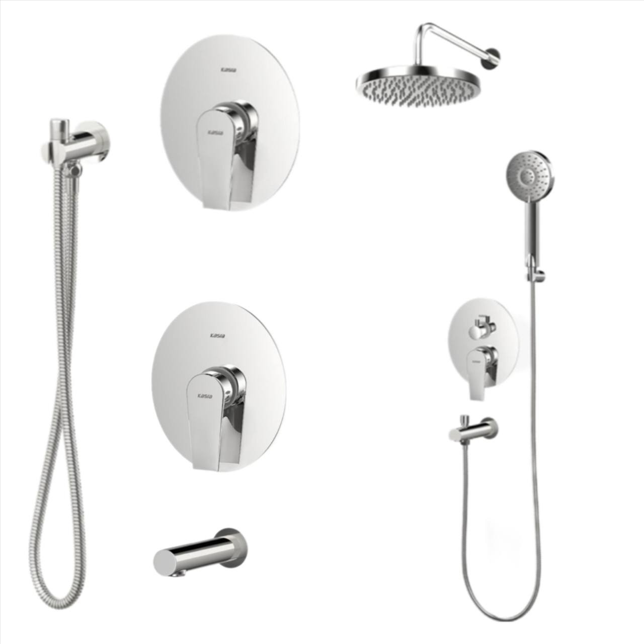 ست شیرآلات کسری مدل فیدل توکار کروم مجموعه 6 عددی(دوش تیپ4-توالت-روشویی)