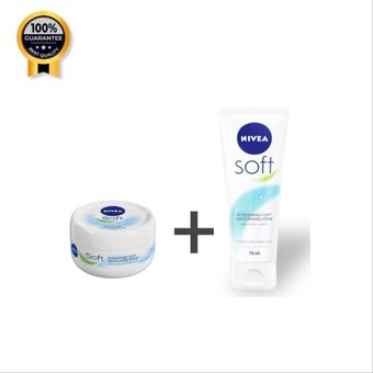 کرم سافت نیوآ Nivea اورجینال مرطوب کننده NIVEA soft بسته 2عددی (کاسه ایی و تیوپی)
