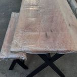 میز ناهارخوری چوب طبیعی با پایه فلزی