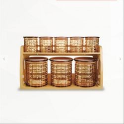 جای ادویه و حبوبات 8 عددی شطرنجی برنزی بیتا