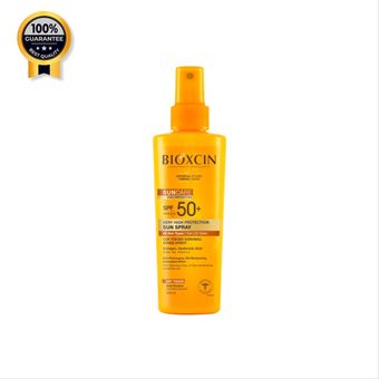 اسپری ضدآفتاب بیوکسین Bioxcin اورجینال حاوی کلاژن و هیالورونیک اسید با Spf50 حجم 200 میل