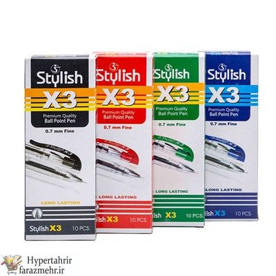 خودکار استایلیش (Stylish) مدل X3 رنگبندی ( آبی - مشکی - قرمز -سبز )