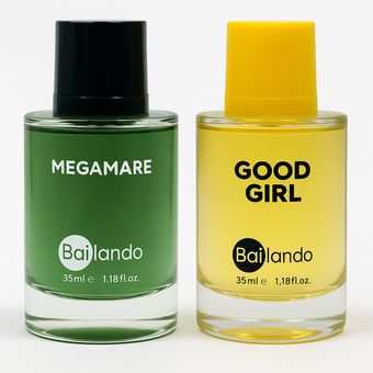 عطر جیبی مردانه و زنانه بایلندو مدل MEGAMARE و good girl حجم 35 میلی لیتر مجموعه 2 عددی