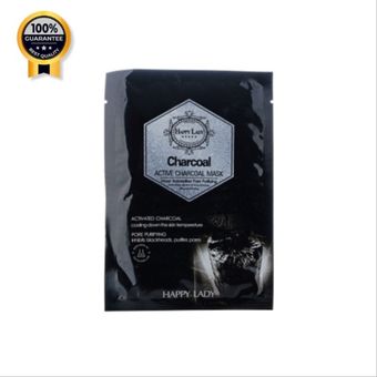 ماسک ورقه ای صورت ذغال هپی لیدی Happy Lady فرمول ایتالیایی حجم 28 میلی لیتر