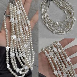 گردنبند مروارید کاستوم ماه و ستاره