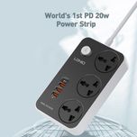 چند راهی 3 خانه برق ارت دار الدینیو SC3412 با کابل 2 متری + شارژر USB و Type-C