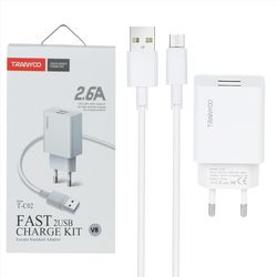 شارژر دیواری فست تک پورت TRANYOO مدل EU4-C 40W به همراه کابل شارژ Type-C - سفید