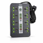 چندراهی برق 8 پریز + 8 USB | فست شارژ + Type‑C | کابل 2 متری | کلید ایمنی
