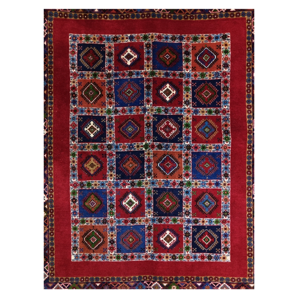 فرش دستباف سایز قالیچه سه متری(تمام پشم یلمه طرح اسپرت دور خلوت خشتی)کد 1677