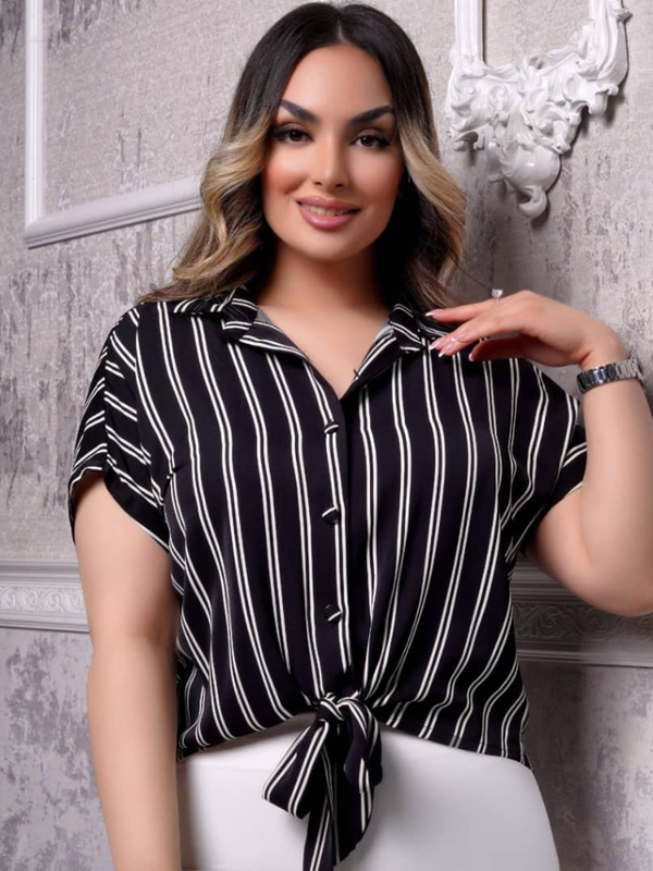 شومیز جلو گره آستین کوتاه