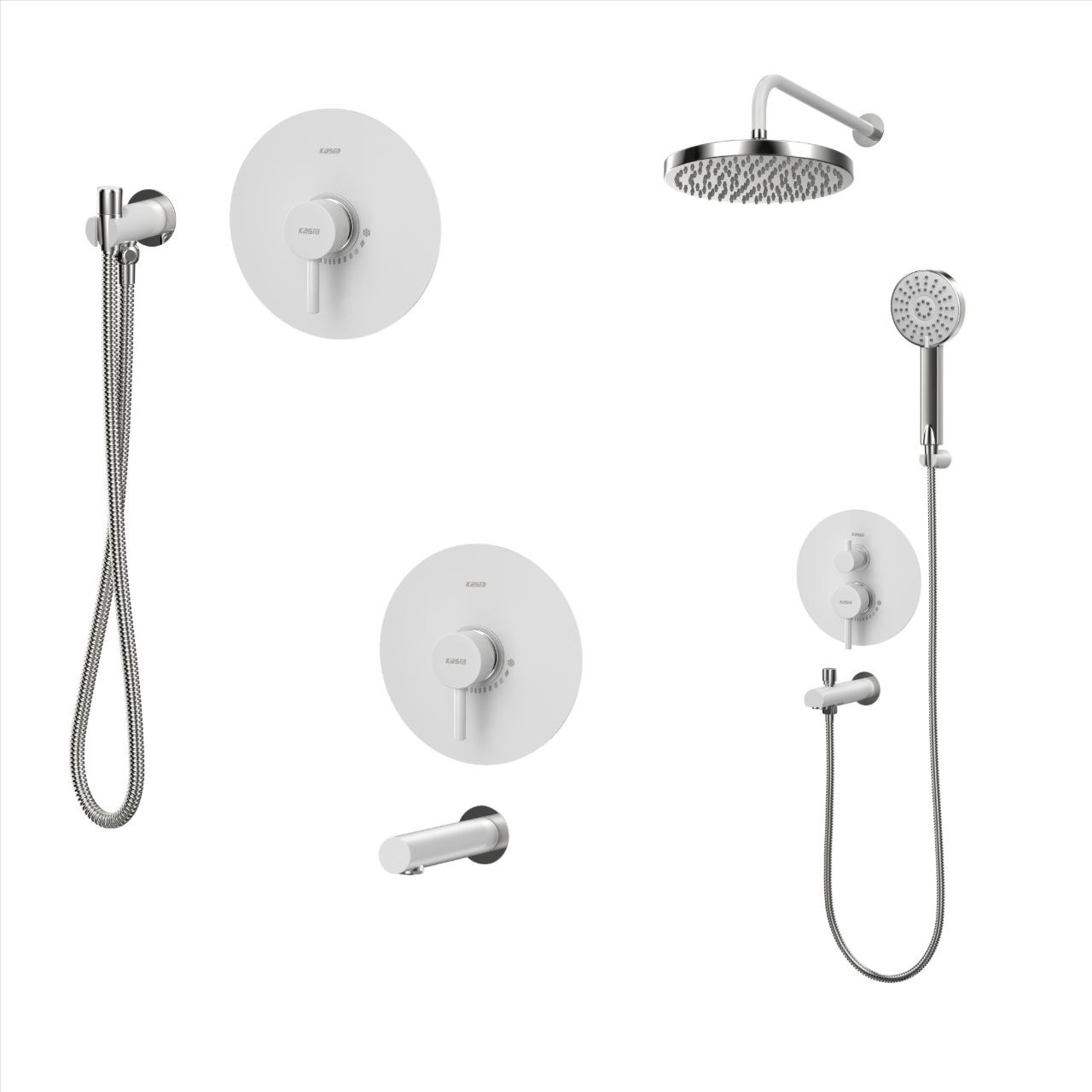 ست شیرآلات کسری مدل کویین توکار سفیدکروم مجموعه 6 عددی(دوش تیپ4-توالت-روشویی)