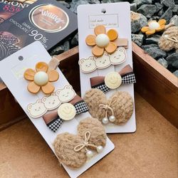 گیره مو تدی دخترانه مدل Sweet وارداتی بسته 4 عددی کد 2