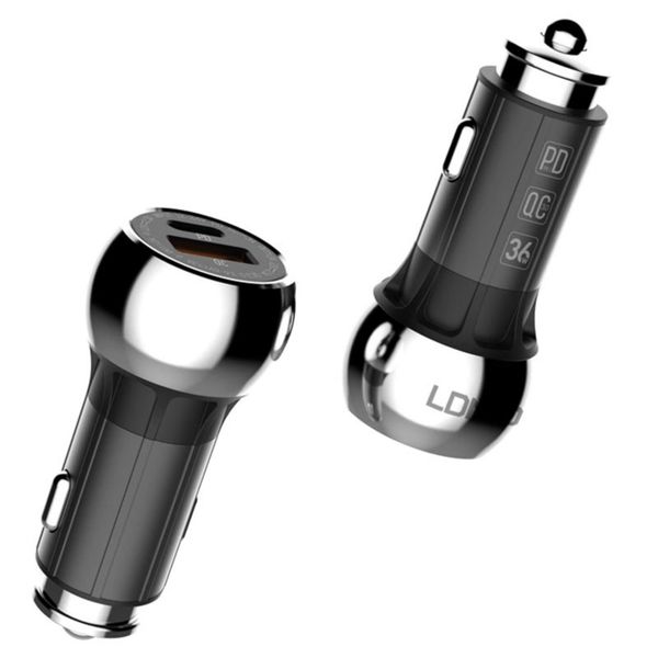 شارژر فندکی فست شارژ LDNIO C1 36W PD+QC3 + کابل Type-C