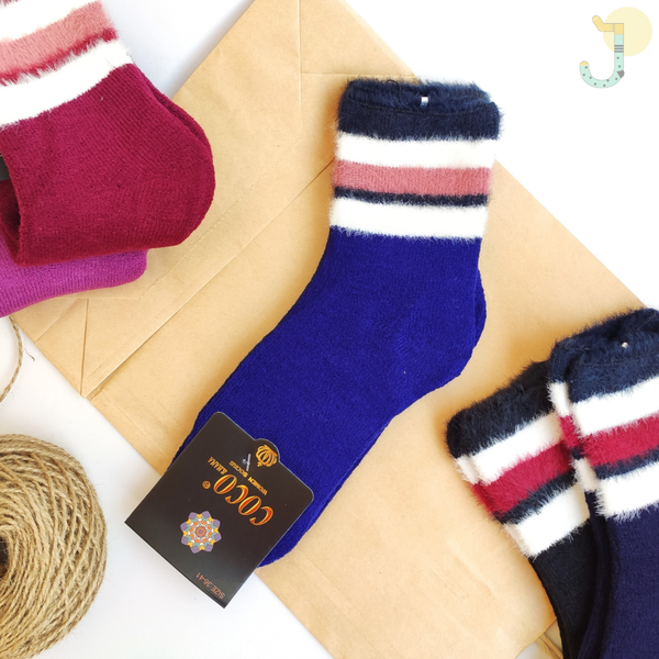 جوراب نیم ساق زنانه لبه موهر و داخل کرک برند COCO & HANA