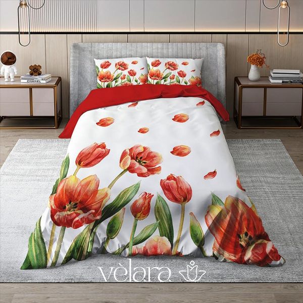 سرویس روتختی پارچه ترک برند ولارا طرح گل و گیاه کد R 214