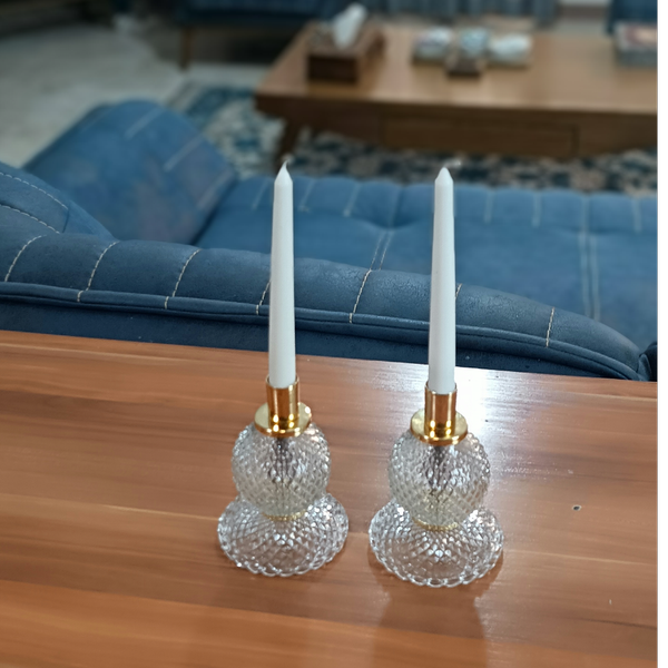 شمعدان رومیزی کریستال گوی کفی شیشه ای ارسال رایگان
