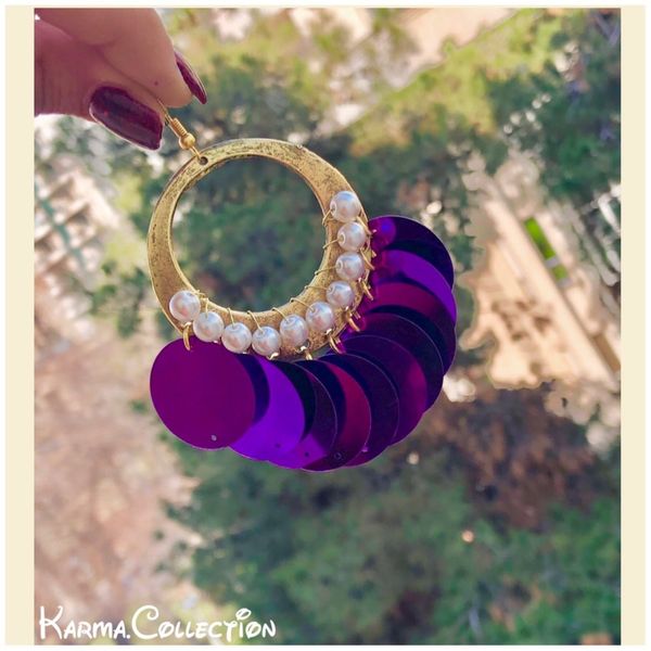 گوشواره پولکی بنفش