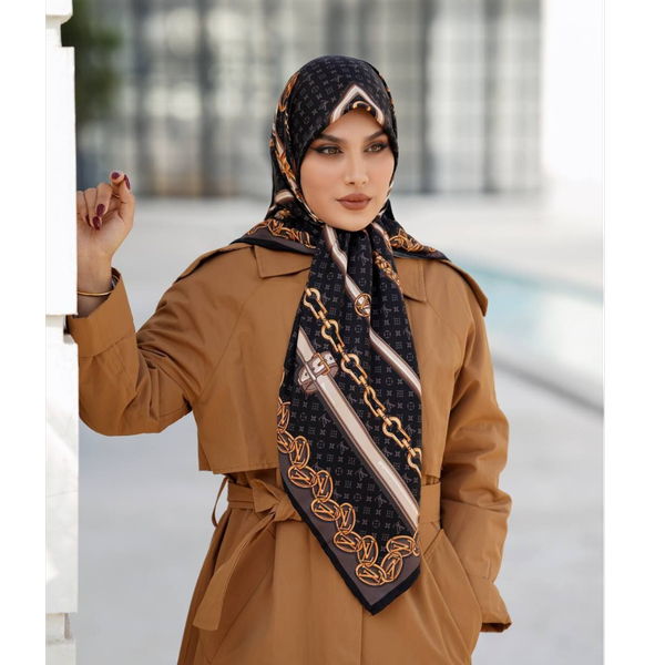 روسری ابریشم توییل طرح زنجیر
