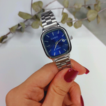 ساعت ست کاسیو مستطیلی - ساعت ست کاسیو کلاسیک سیلور - ساعت کاسیو صفحه آبی - Casio Classic - کد 0027