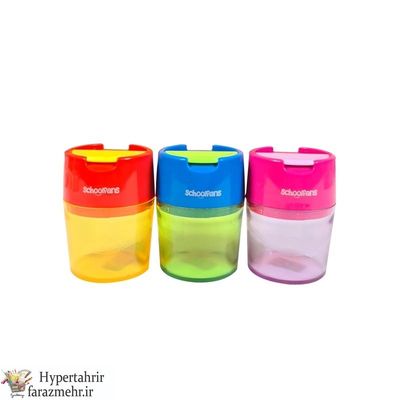 تراش اسکول فنس (Schoolfans) مدل  روبلی پاستلی دو مخزنه استوانه ای کد FA92661 رنگبندی ( آبی - قرمز - صورتی )