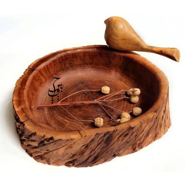 ظرف میوه خوری چوب طبیعی بادام