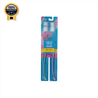 مسواک اورال بی Oral-b اورجینال مدل Super thin برس خیلی نرم Extra soft بسته دو عددی بنفش و سبز