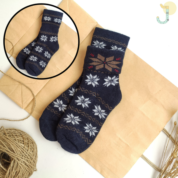 جوراب نیم ساق حوله ای زنانه لبه برگردان طرحدار وارداتی