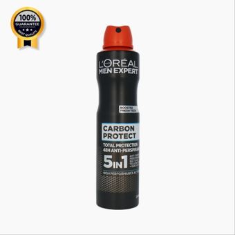 اسپری دئودورانت مردانه لورآل L'Oréal  اورجینال مدل 5 در 1 L'Oreal Men Expert Carbon Protect حجم 250 میل