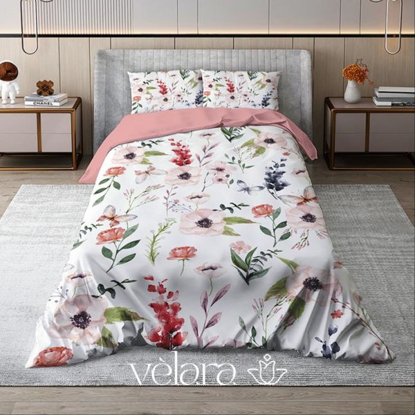 سرویس روتختی پارچه ترک برند ولارا طرح گل و گیاه کد R 177