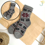 جوراب نیم ساق حوله ای زنانه لبه برگردان طرحدار وارداتی