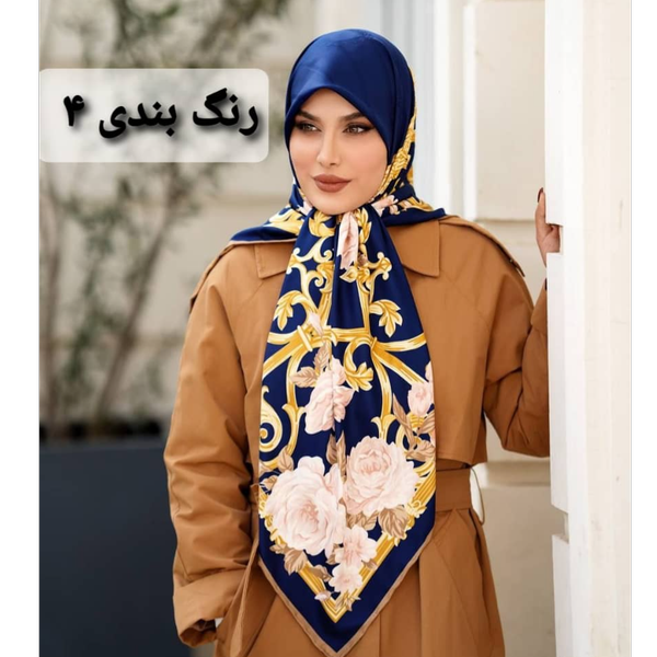روسری ابریشم ژاکارد طرح گل