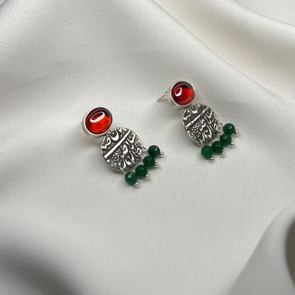 گوشواره نقره لعل