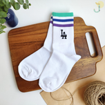 جوراب ساقدار کش انگلیسی یونیسکس طرح LA سه خط رنگی برند دومینو