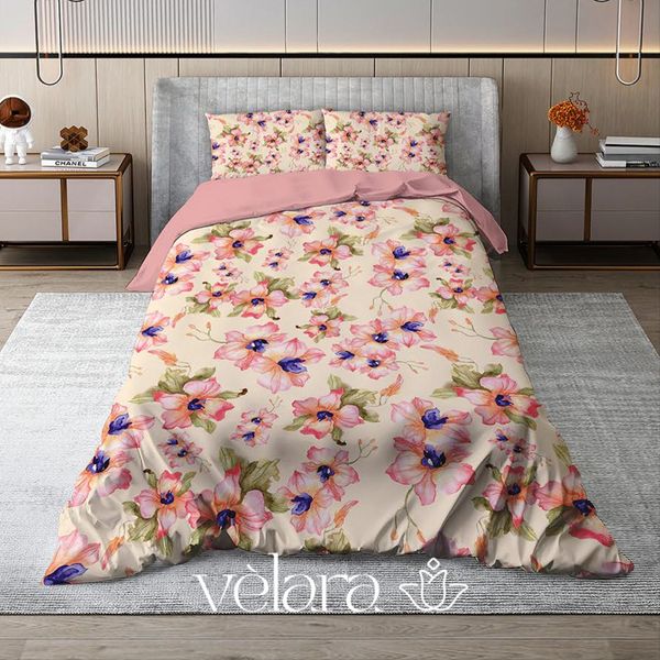 سرویس روتختی پارچه ترک برند ولارا طرح گل و گیاه کد R 199