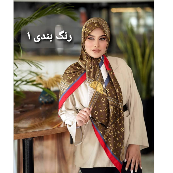 روسری ابریشم توییل طرح لوییز ویتون
