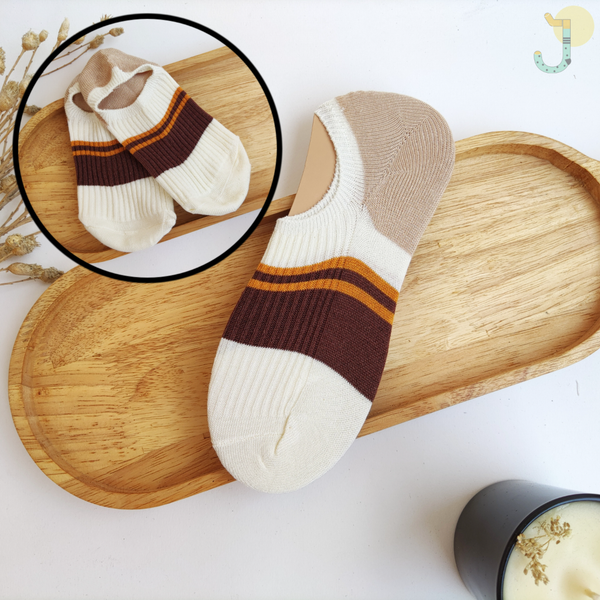 جوراب زیر قوزکی کبریتی زنانه میکس کرم و قهوه ای برند وارداتی