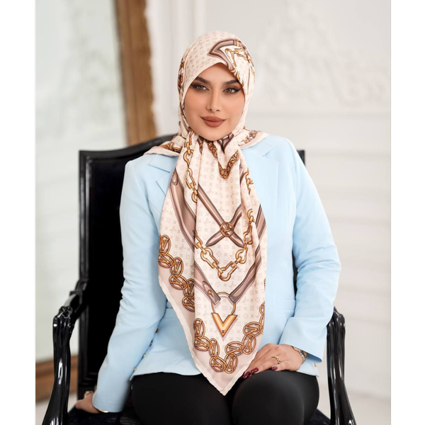 روسری ابریشم توییل طرح زنجیر