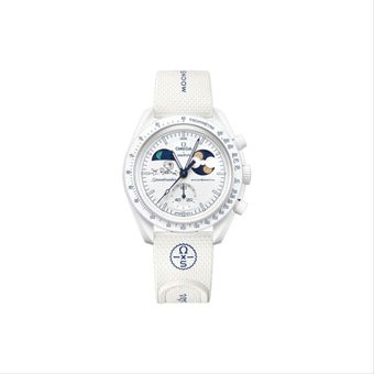 ساعت امگا سواچ سفید مدل MoonSwatch snoopy سوپر مستر کوالیتی