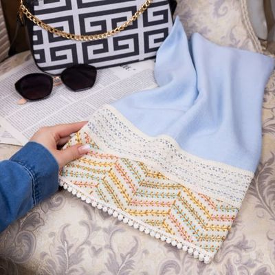 شال مجلسی خرجکار جناغی آبی