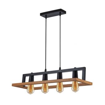 لوستر آویز خطی چهار شعله چوب و فلز  کد M162
