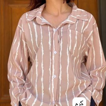 شومیز پری راه راه کرم زنانه دخترانه فریسایز