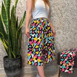 دامن گلدار نخی کوتاه درجه یک بدون آبرفت دو رنگ کد 2