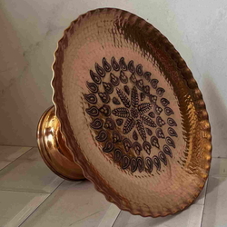 شیرینی خوری مسی تک پایه کار دست سایز 2