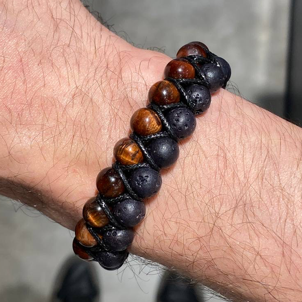 دستبند دو ردیفه چشم شاهین و لاوا