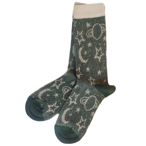 جوراب ساقدار ژاکارد زنانه طرح ماه و ستاره برند روپاپا